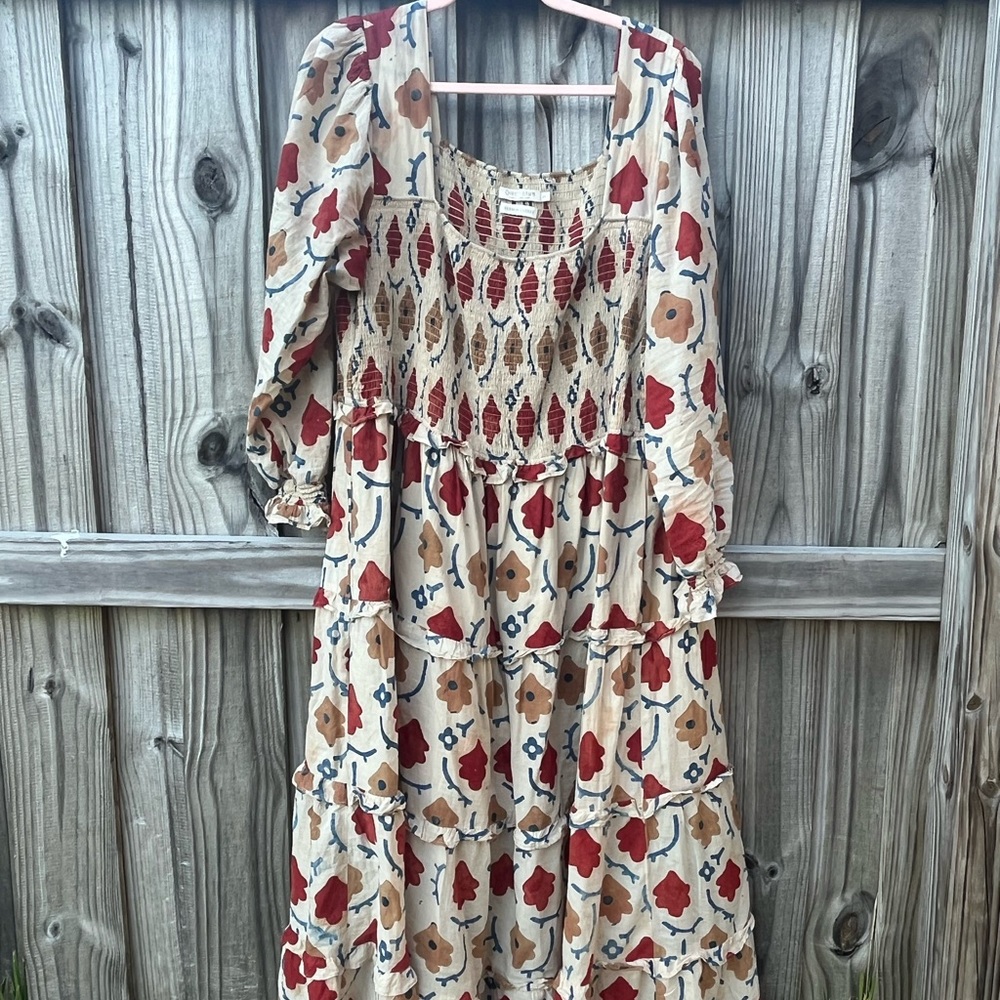 Christy Dawn The Emerson 2X Long Sleeve Bohemian Maxi Dress Prairie Cottagecore